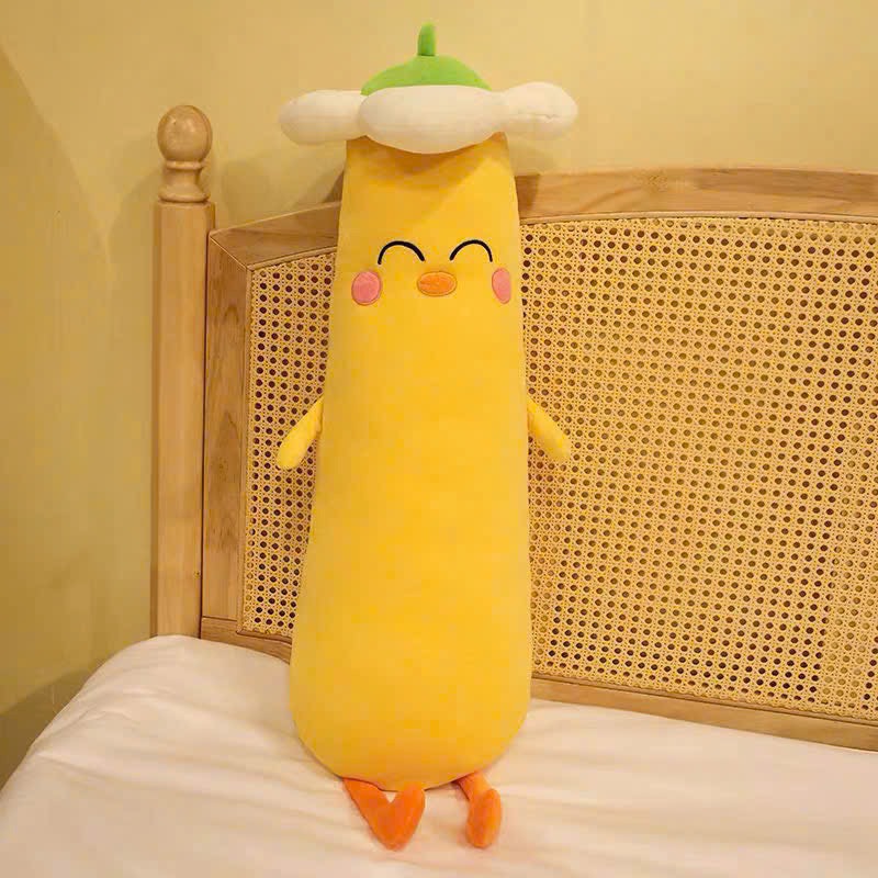 GỐI ÔM VỊT VÀNG ĐỘI HOA 75CM