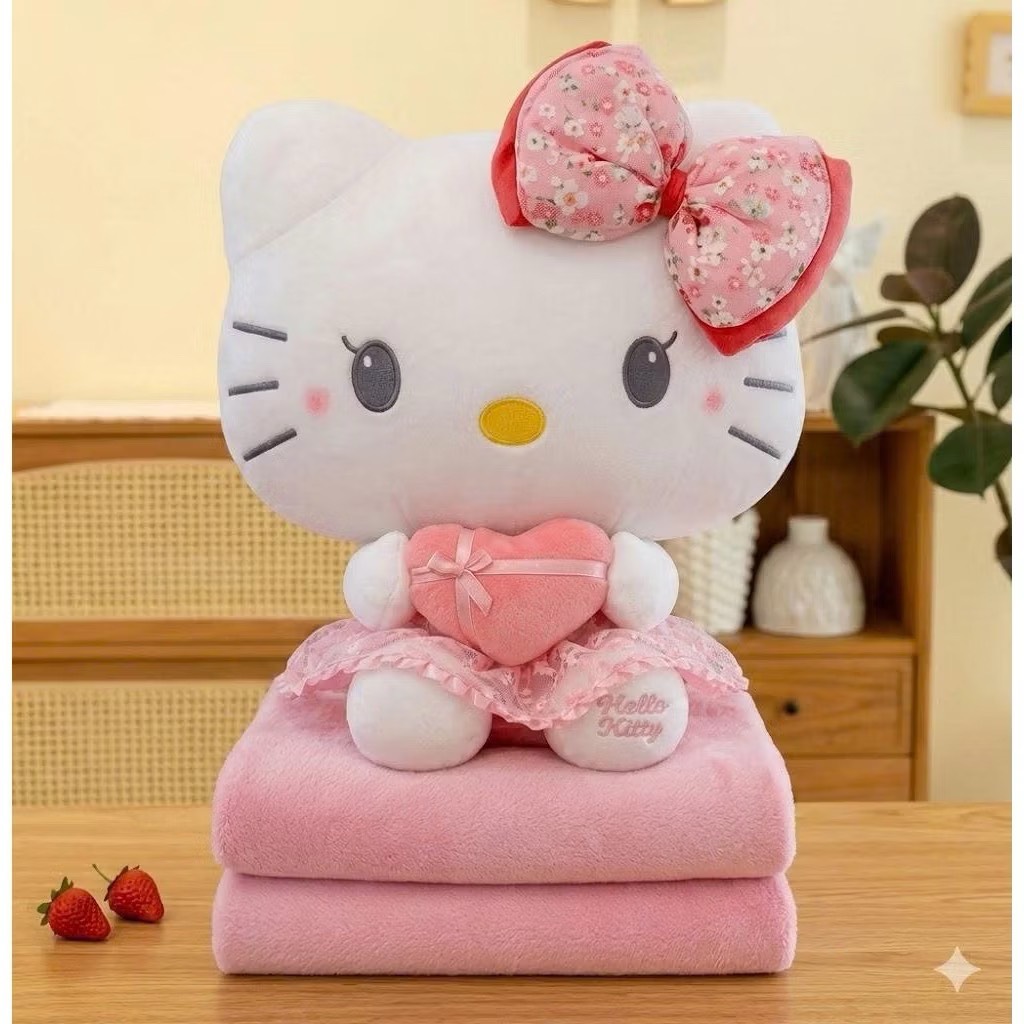 BỘ GỐI MỀN HELLO KITTY HỒNG ÔM TIM