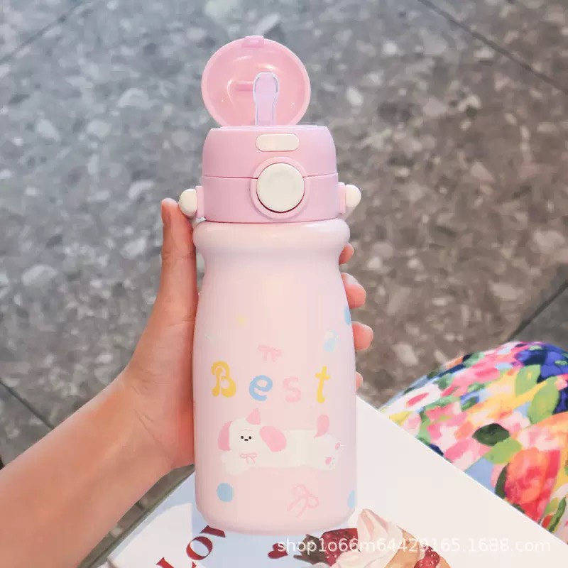 BÌNH NẮP BẬT INOX 316 THỎ HỒNG 520ML