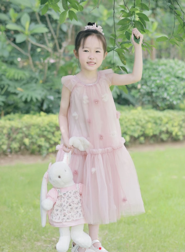 THỎ TAI HỒNG 50CM QC VÁY HOA VINTAGE