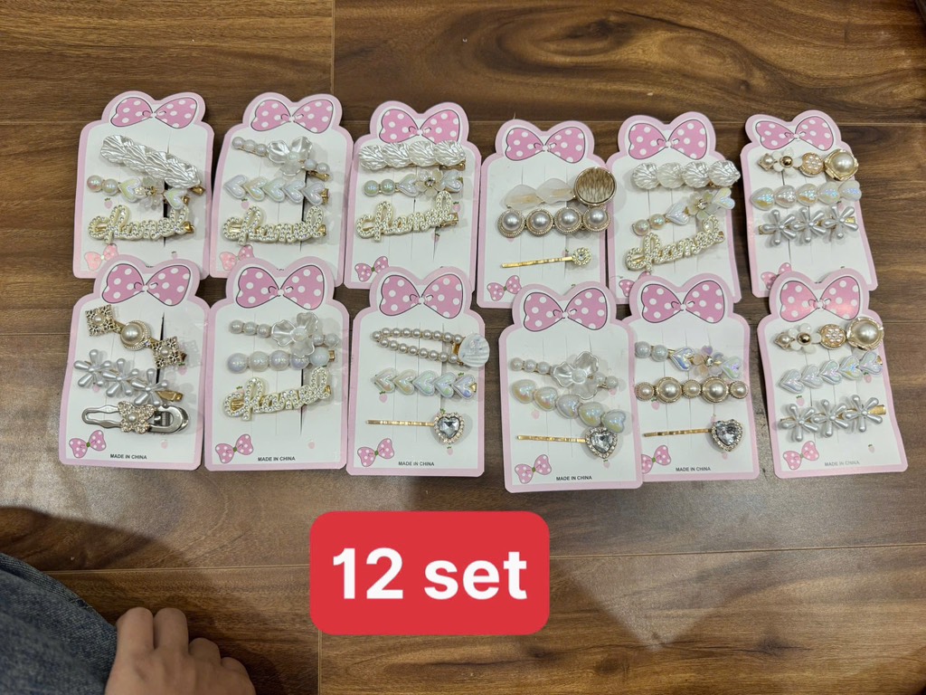 SET 3 KẸP TONE KEM ĐÍNH CHARM CAO CẤP