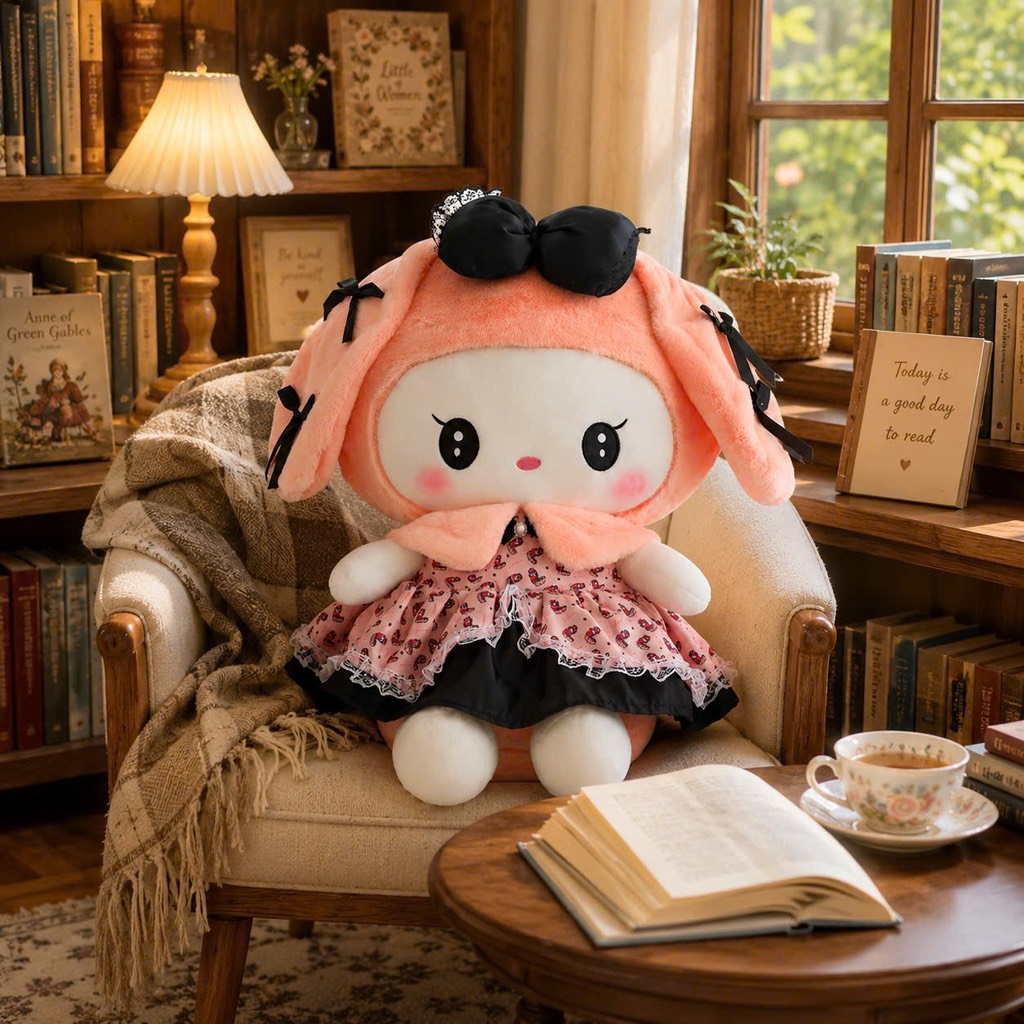 GẤU BÔNG MELODY VÁY HỒNG NƠ ĐEN 45CM