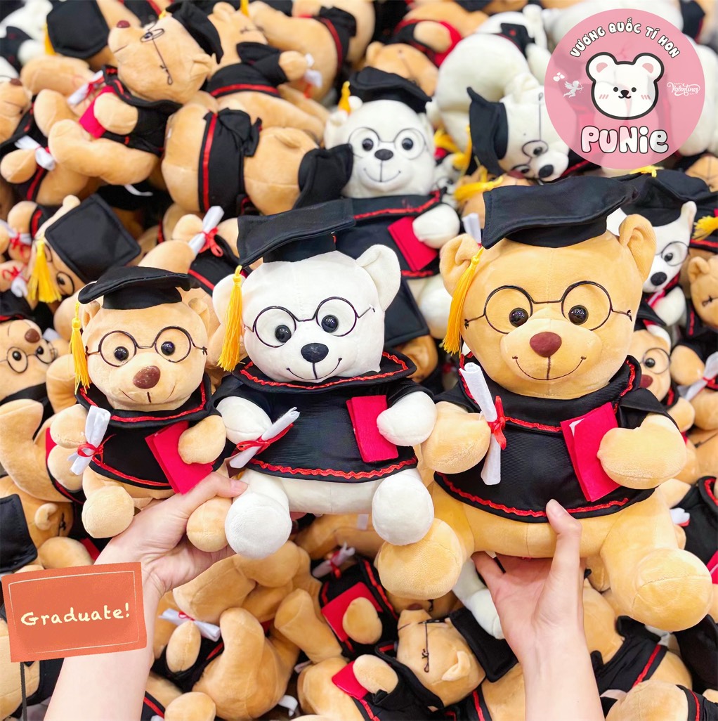 GẤU TN TRƠN MANG KÍNH 30CM NÂU