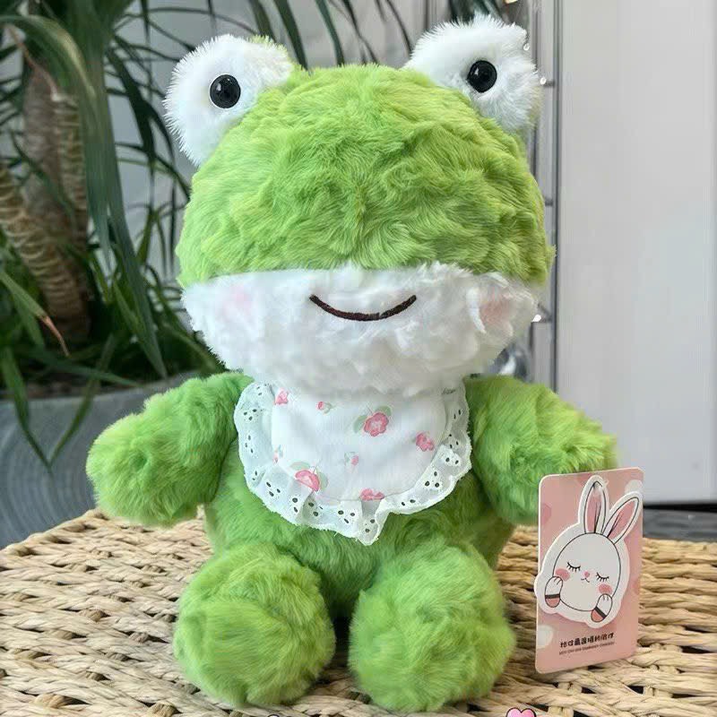 GẤU BÔNG ẾCH XANH LÔNG XOẮN ĐEO YẾM MINI