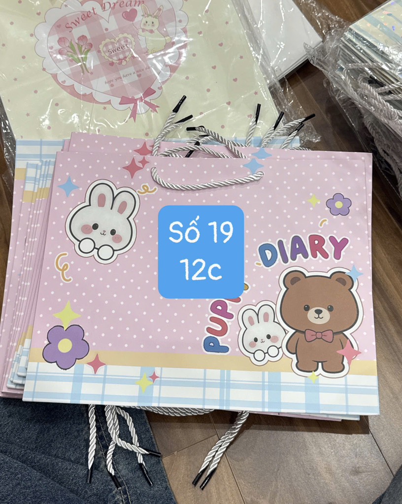 TÚI GIẤY NGANG IN HÌNH GẤU THỎ