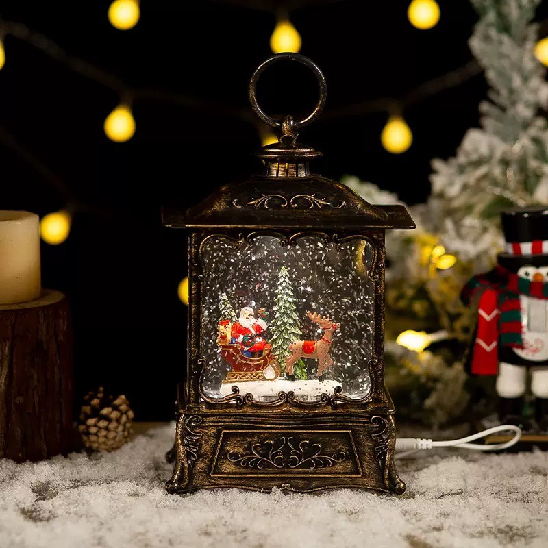 ĐÈN CỖ TRẮNG NÂU NOEL (VUÔNG LỚN)