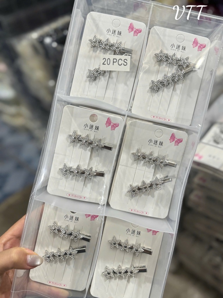 SET 2 KẸP MÁI 3 NGÔI SAO ĐÍNH ĐÁ
