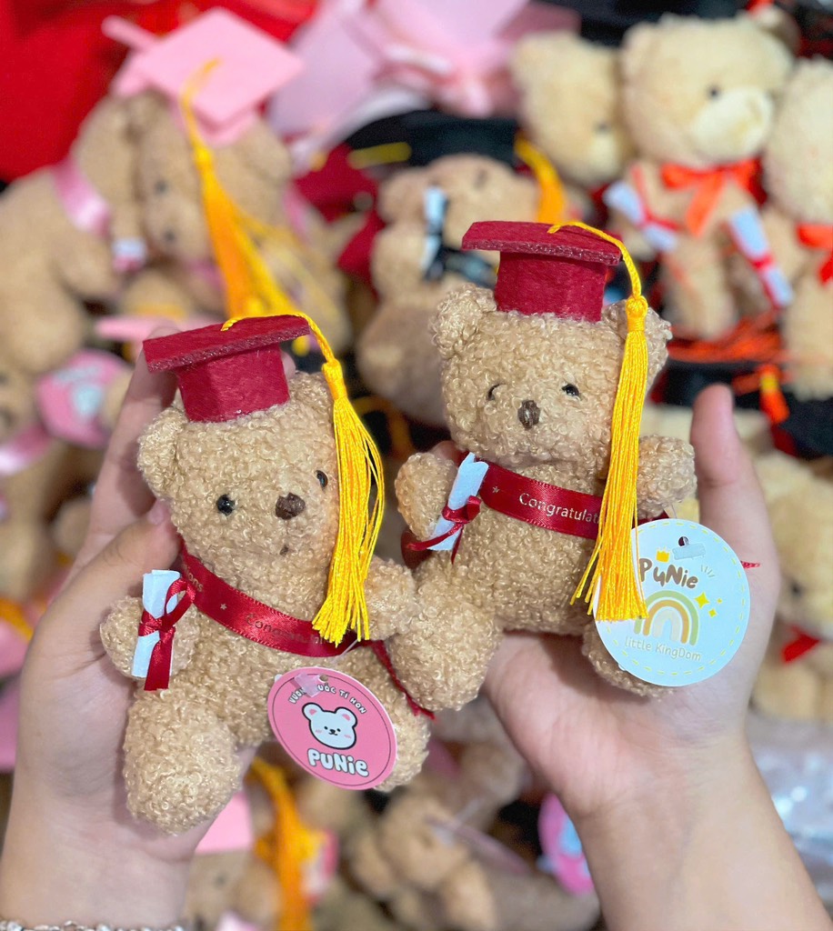 GẤU TỐT NGHIỆP MINI BĂNG RÔN ĐỎ