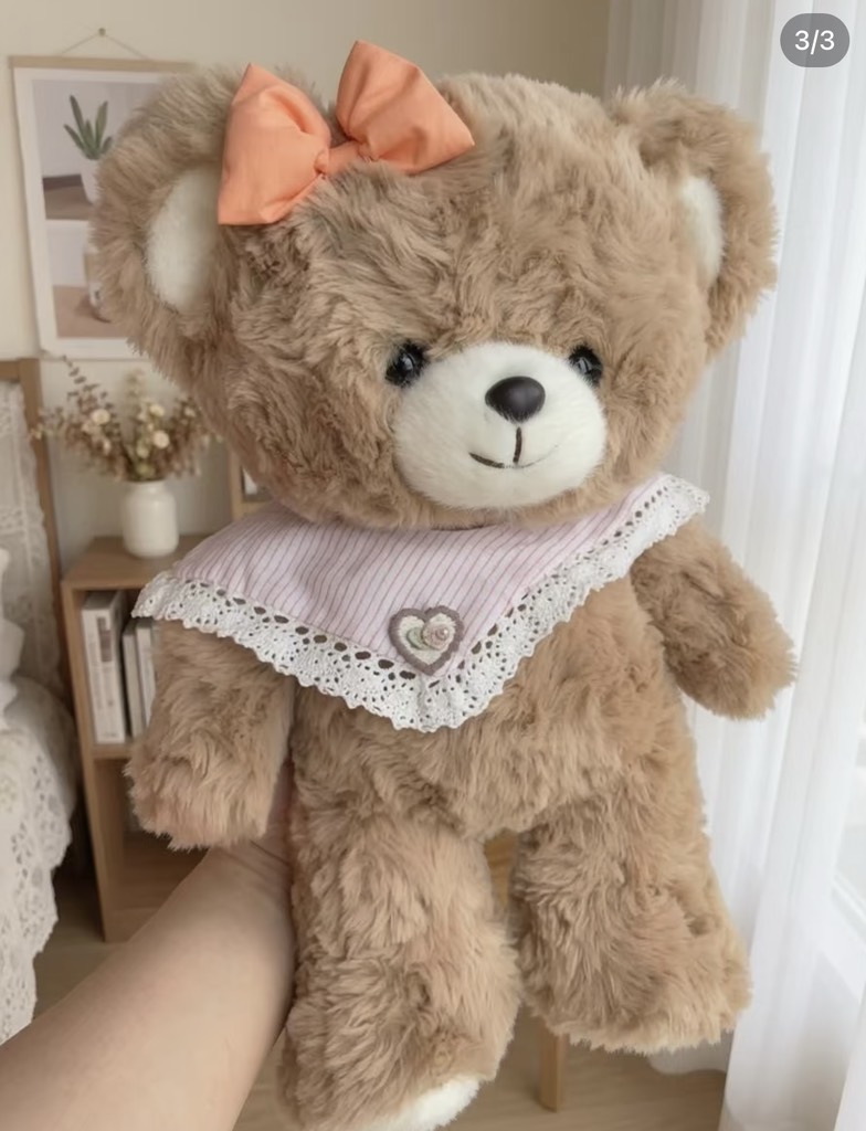 TEDDY LÔNG XÙ 35CM NÂU/KEM QC