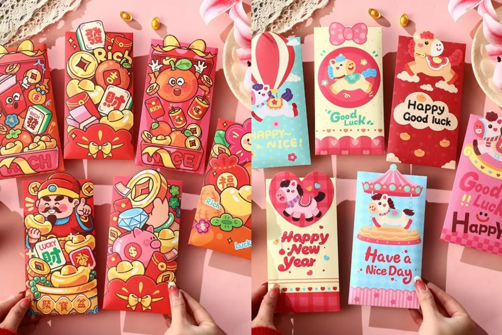 LIXI THẦN TÀI-NGỰA HỒNG SET 6C