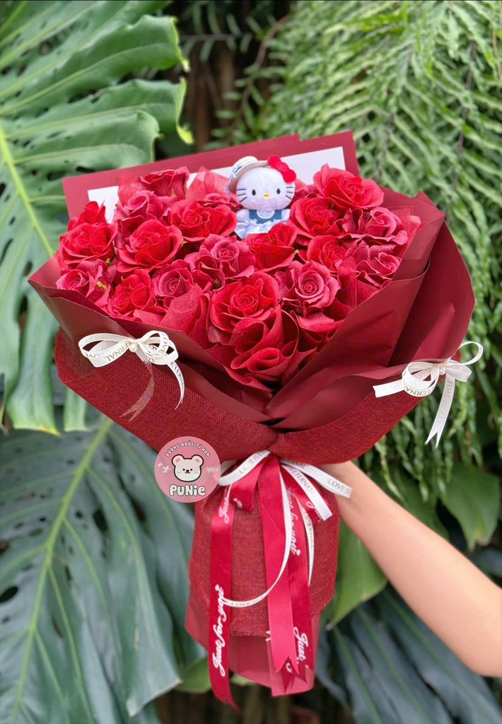 BÓ HỒNG ĐỎ KITTY MŨ (6446)