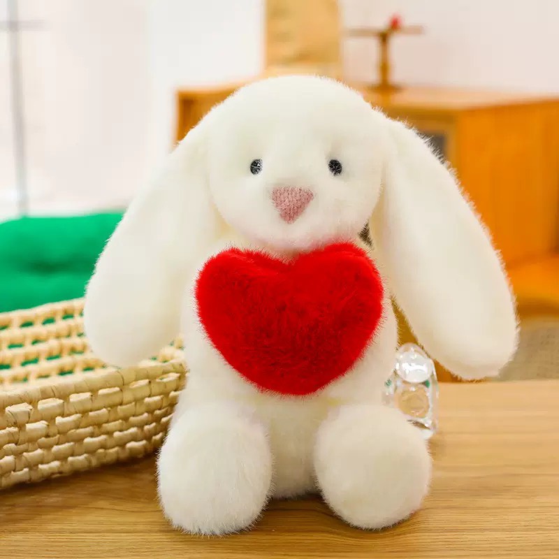 GẤU BÔNG THỎ TRẮNG ÔM TIM 35CM