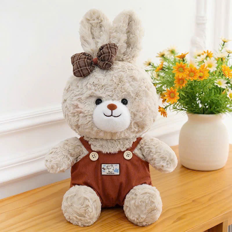 GẤU BÔNG THỎ MÁ HỒNG MẶC YẾM NÂU 45CM