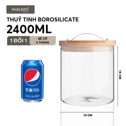 Hũ thuỷ tinh borosilicate nắp gỗ tre đựng ngũ cốc PHALEDO