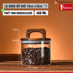 Hũ thuỷ tinh borosilicate nắp gỗ có tay xách